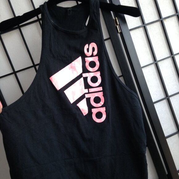 Adidas Black Muscle Tee with Pink Logo - Picture 14 of 15